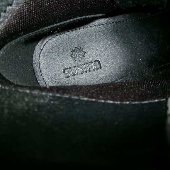 New SUSINA Black Genuine Suede Leather Boots Booties 10 High Heel Side Zipper - Picture 8 of 13